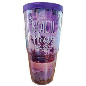 Tervis 24 Ounce Tumbler With Purple Lid "Beach Please" New No Tags